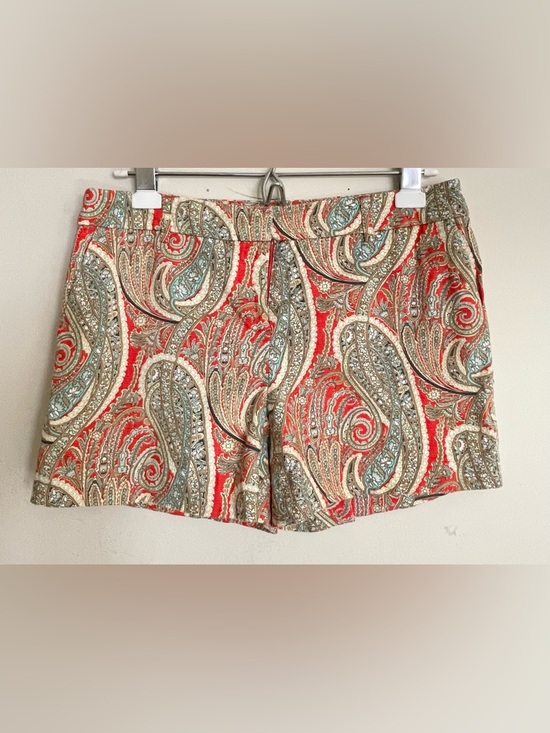 Kenar Pants - Kenar Orange and Teal Paisley Boho Shorts